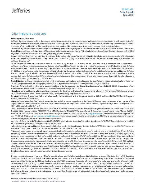 STERIS(STE):杰富瑞纽约医疗保健会议炉边谈话
